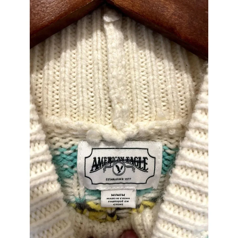 American Eagle Outfitters Fair Isle Chunky Oversize Mock Neck Sweater Sz Medium
